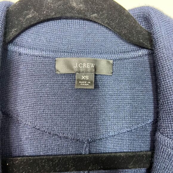 J. Crew Classic Knit Sweater Blazer In Navy Blue Wool Blend BB682 Womens XS - Picture 7 of 8